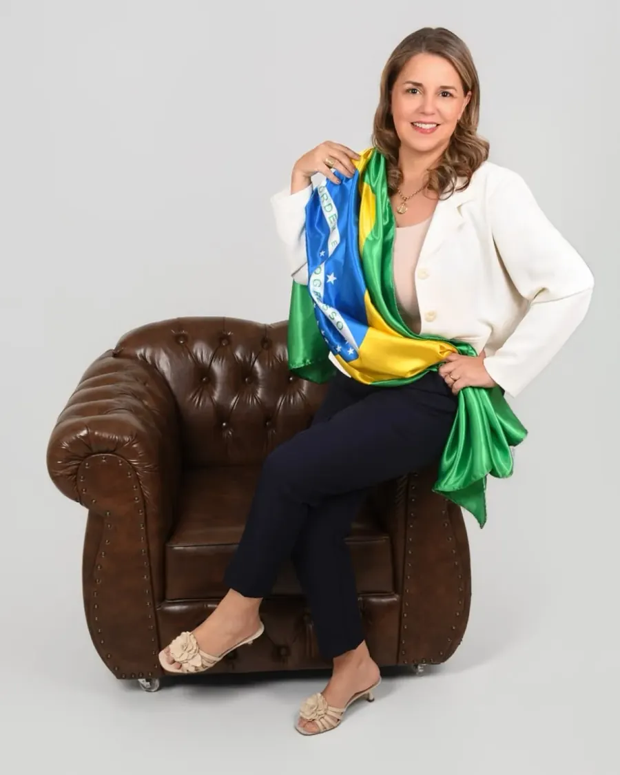 Juliana Aranda com as cores do Brasil